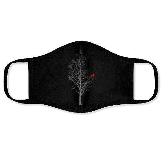Winter Tree W Cardinal Bird Face Masks