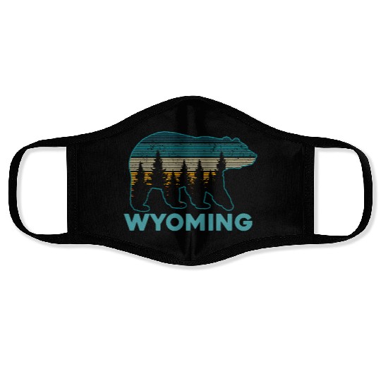Wyoming Grizzly Bear Nature Hiking Face Masks