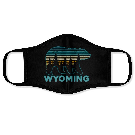 Wyoming Grizzly Bear Nature Hiking Face Masks