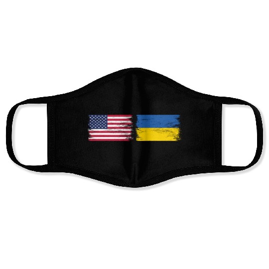 Ukrainian American Flag Ukraine Usa America Roots Face Masks