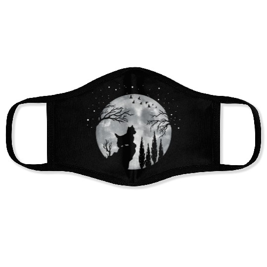 Yorhire Terrier Full Moon At Night Pet Face Masks