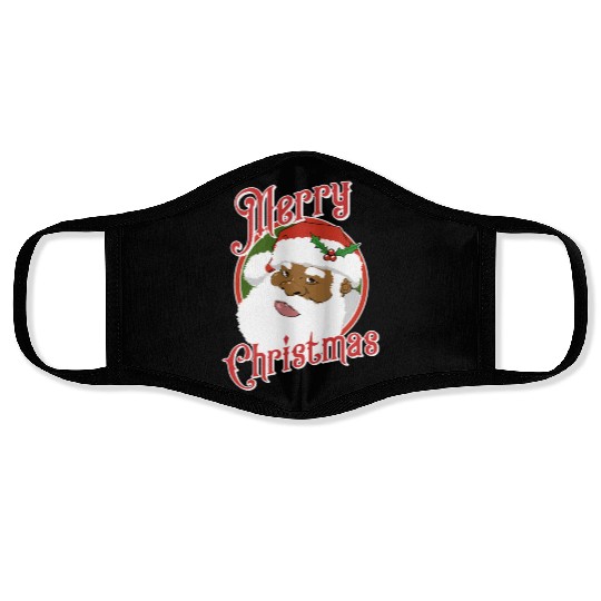Black Merry African American Santa Claus Face Masks