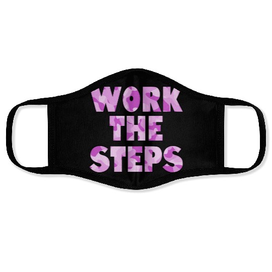 Work the Steps purple camo Face Masks