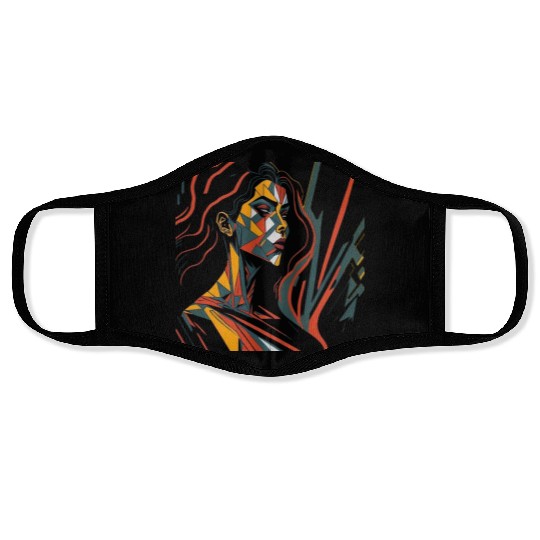 Feminine Character Cubism Face Masks