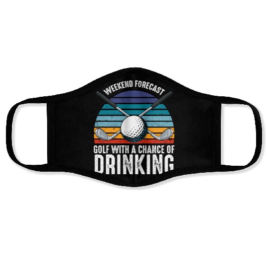 Weekend Forecast Golf Lover Golfer Sport Hobby Face Masks