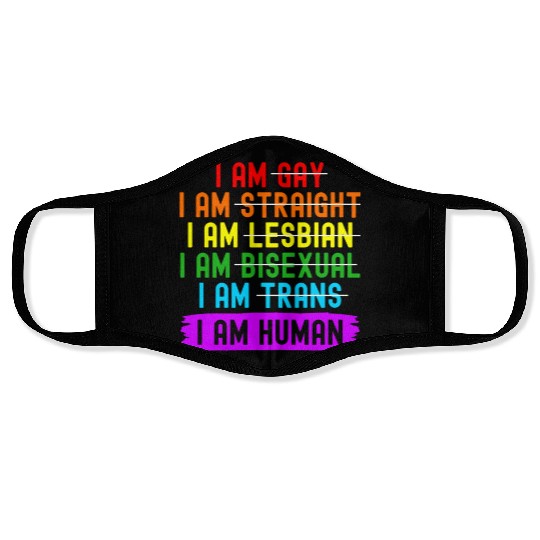 LGBT Support I Am Human Rainbow Gay Ally Face Masks