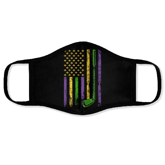 American Sports Flag Sporty Golf Club Mardi Gras Face Masks