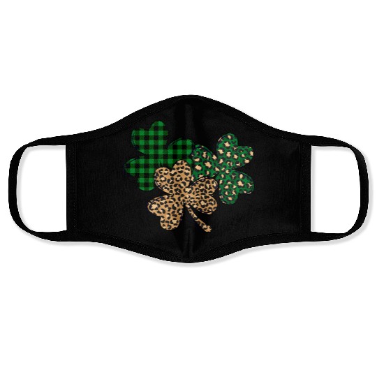 Lucky Leopard Shamrock St Patric Day Face Masks