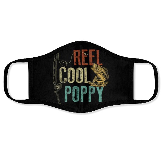 Reel Cool Poppy Fishing Grandpa Fathers Day Fisher Face Masks