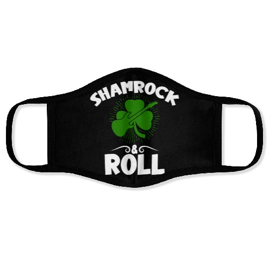 Shamrock Rock And Roll Guitar St Patrick'S Day Face Masks