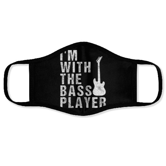 I'm With The Bass Player Funny Guitar Face Masks