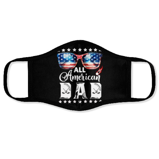 All American Golf Dad Father's Day 4th Of July Face Masks