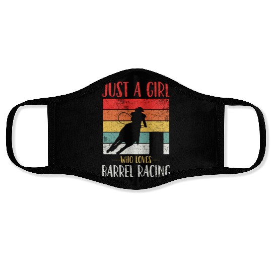 Barrel Racing Cowgirl Vintage Face Masks