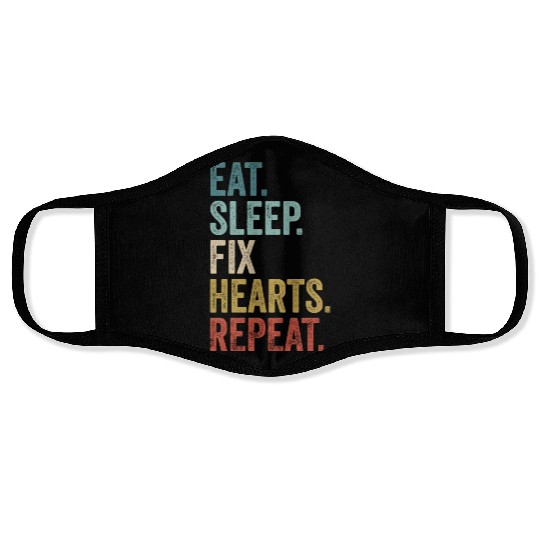 Eat Sleep Fix Hearts Repeat Heart Doctor Face Masks