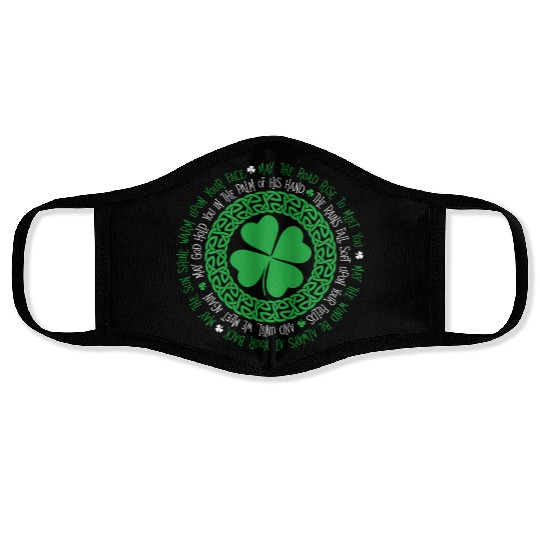 Irish Blessing Celtic Knot 4 Leaf Clover - St Face Masks