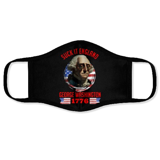 George Washington 1776 Suck it England USA Face Masks