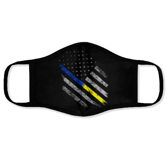 Gold Blue Line 911 Police Dispatcher First Face Masks