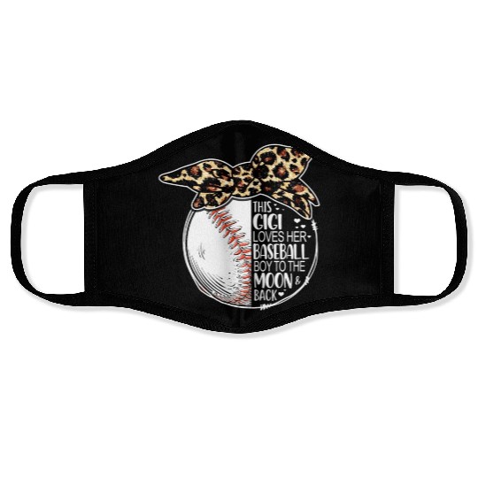 Baseball Gigi Vintage Leopard Messy Bun Face Masks