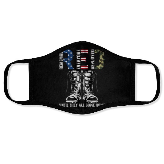 Remember Everyone Deployed Us Flag Camouflage Red Face Masks