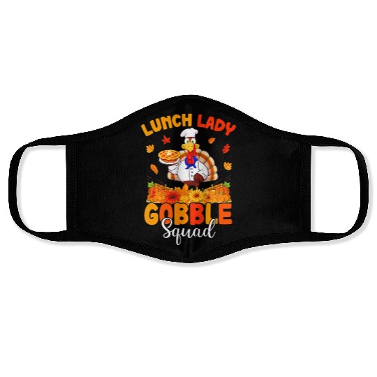 Funny Lunch Lady Autumn Turkey Gobble Happy Face Masks