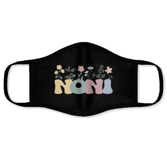 Groovy Noni Grandmother Flowers Noni Grandma Face Masks