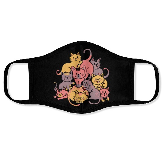 Cats Pile Mountain Of Cute Kittens Face Masks