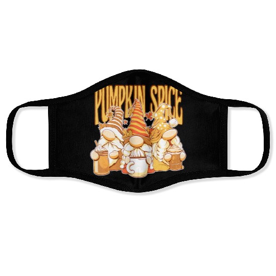 Gnomes Autumn Season Pumpkin Spice Hallothanksmas Face Masks