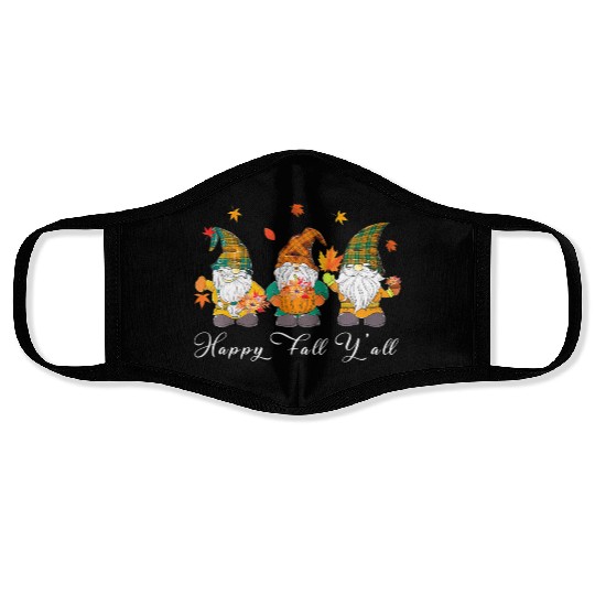 Happy Fall Y'all Thanksgiving Gnome Pumpkin Face Masks