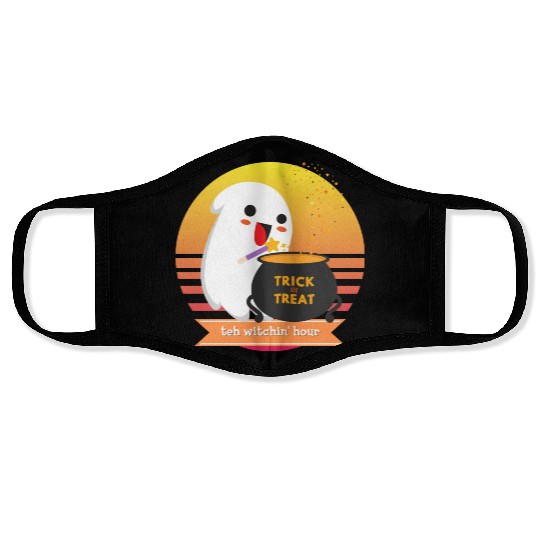 Halloween Cute Ghost Witching Hour Trick Or Treat Face Masks