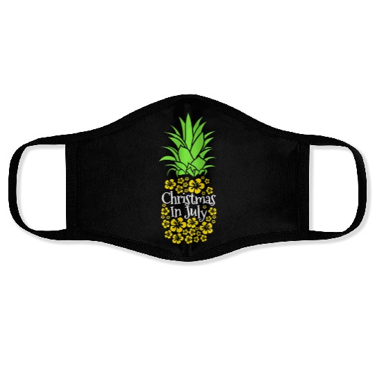 Christmas In July Funny Summer Vacation Pineapple Face Masks