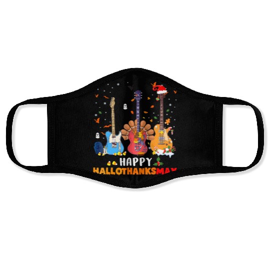 Guitar Happy Hallothanksmas Halloween Face Masks