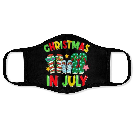 Christmas in July Flip Flops Summer Vacation Face Masks