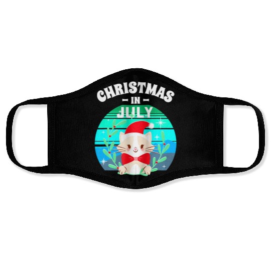 Christmas in July for Women Men Cat Christmas Face Masks