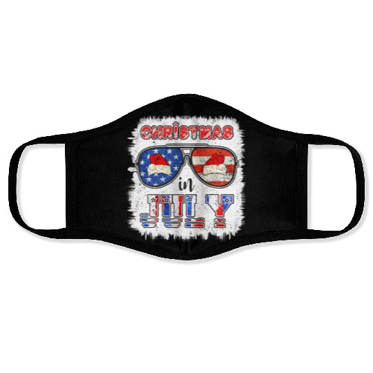 Christmas in July Santa Hat Sunglasses Summer Face Masks