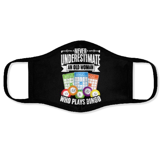 Never Underestimate An Old Woman Vintage Bingo Face Masks