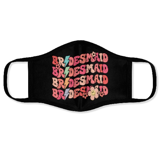 Groovy Bridesmaid Wedding Bride Bachelorette Party Face Masks