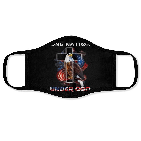 One Nation Under God Jesus Usa Cross Bald Eagle Face Masks