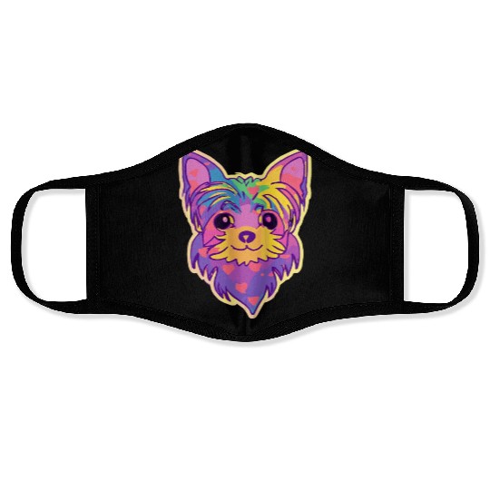 Yorkshire Terrier Rainbow Dog Lover Yorkie Face Masks