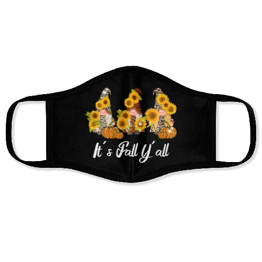 Happy Fall Y'all Gnomes Leopard Pumpkin Autumn Face Masks