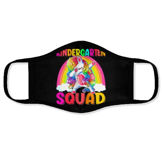 Back To School Unicorn Dabbing Kindergarten Girl Face Masks