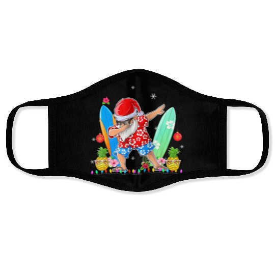 Dabbing Santa Christmas In July Hawaiian Xmas Face Masks