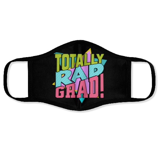 Totally Rad Grad 80'S 90'S Retro Graduation Class Face Masks