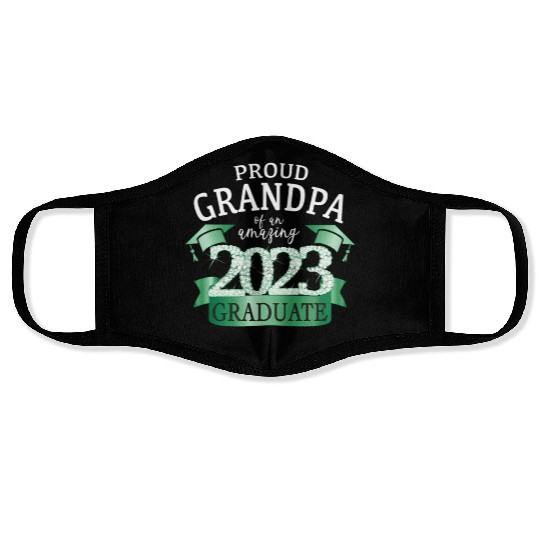 Proud Grandpa I 2023 Graduation Photo Decor Green Face Masks