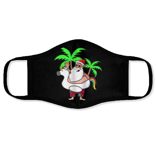 Christmas In July Santa on Vacation Unicorn Pool Face Masks