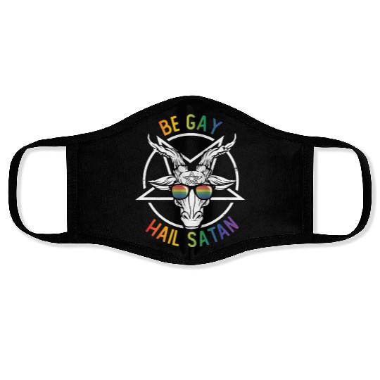 Rainbow Satan Lgbt Goth Gay Pride Baphomet Be Gay Face Masks