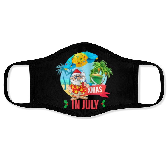 Christmas in July santa hat Xmas funny Summer Face Masks