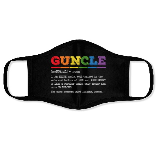Guncle Definition Proud Gay Uncle Lgbtq Pride Rain Face Masks