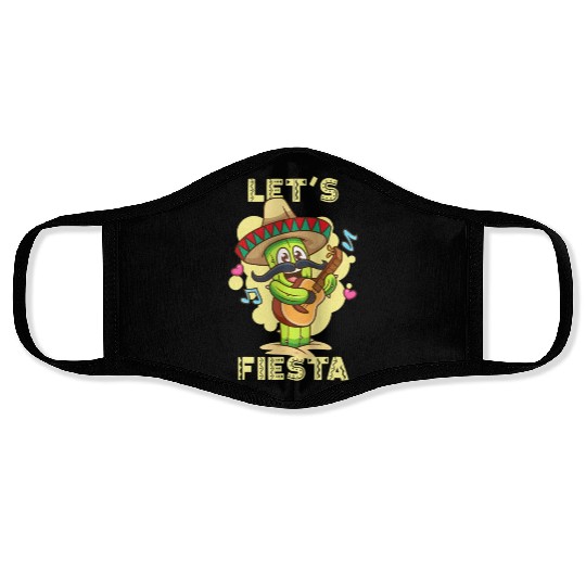 Let's Fiesta Cinco De Mayo Cactus with Guitar and Face Masks