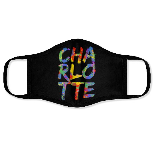Charlotte Artwork Colorful Rainbow Carolina Face Masks