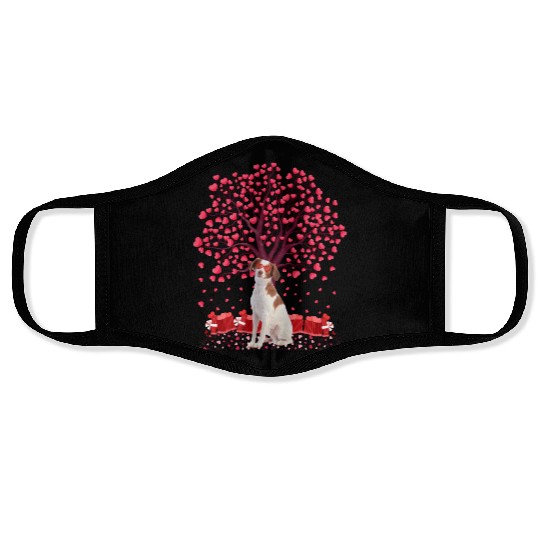 Heart Tree Brittany Spaniel Dog Valentine'S Day Face Masks